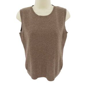 Alex Marie Womens Small Cashmere Brown Sleeveless Knit Sweater Shirt Tank Top